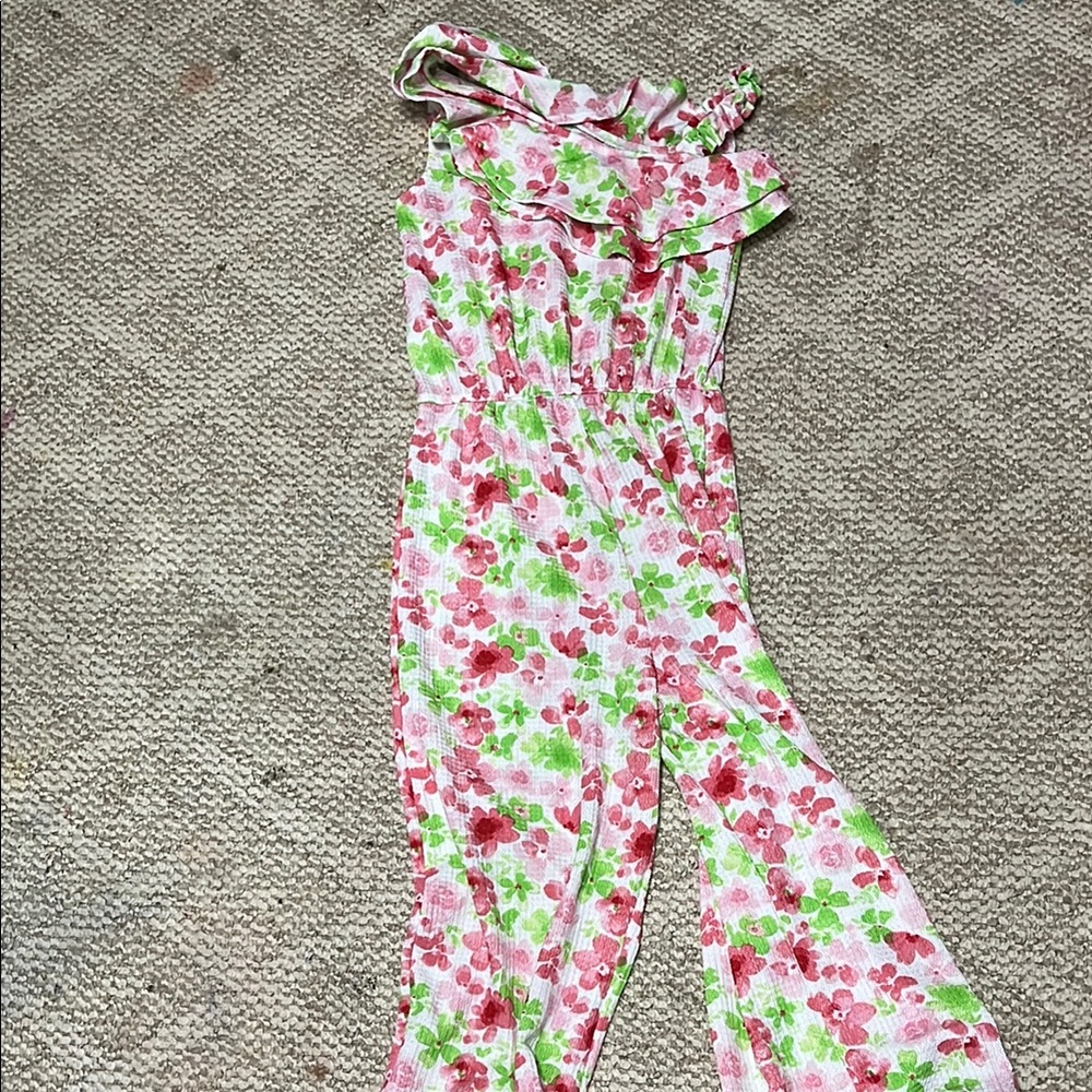 Floral Pink and Green Jumpsuit